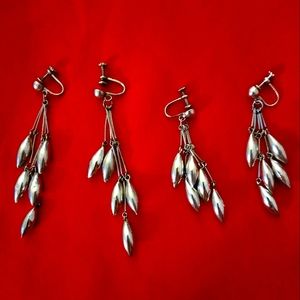 2 pairs of Vintage Alpaca  teardrops sterling silver earrings